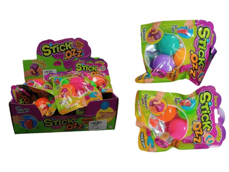 Set/3 Bolas Pegajosa Colores Neón Displ/12 Surt/2 3a+(449021)